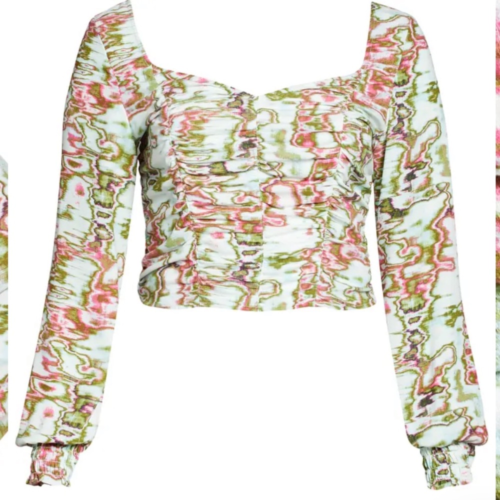 Open Edit Ruched Bodice Top long sleeves